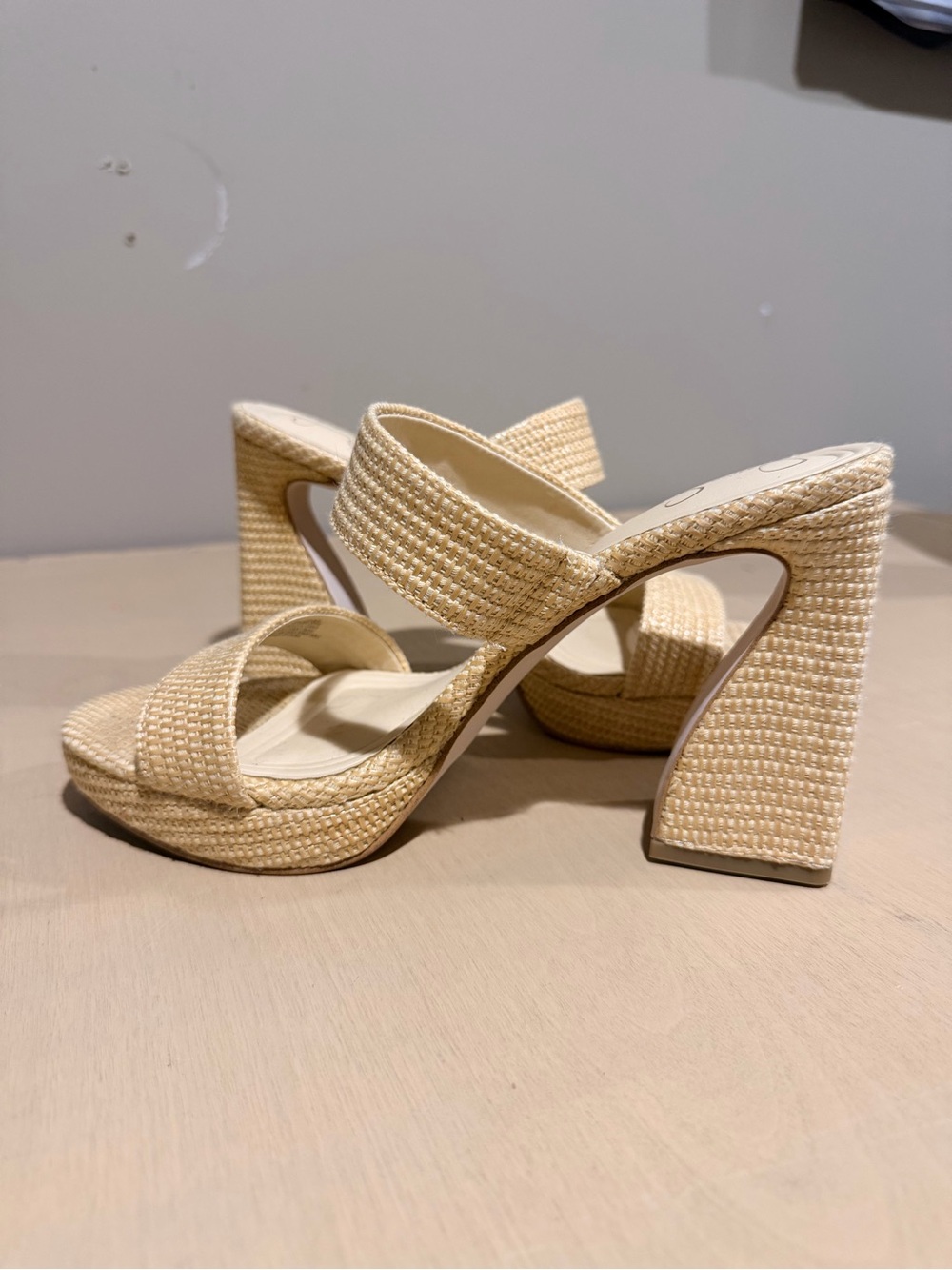 Jessica Simpson Woven Double-Strap Block Heel Sandals - Cream